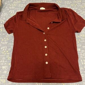 Garage Cropped Polo Short Sleeve Top